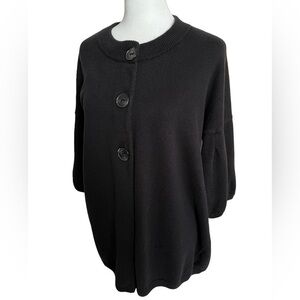 Anne Klein Black Button Cashmere Blend Cardigan Puff Sleeve Sz XL